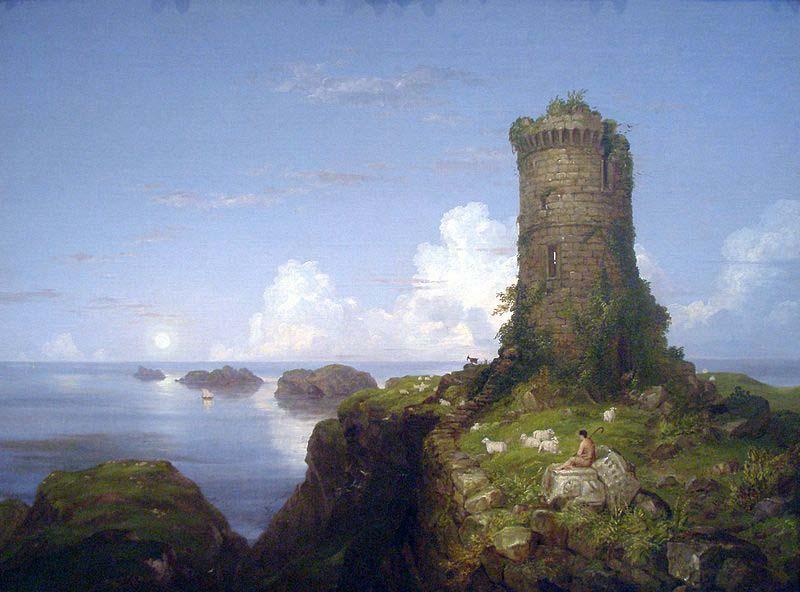 Thomas Cole Italian Coast Scene with Ruined Tower oil painting image